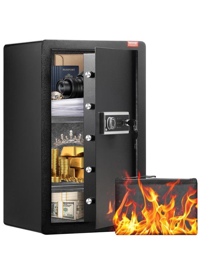 VEVOR Safe Safe with Fireproof Wallet, Single Door Safe 5.5 Cubic Feet, 2 Dividers, Digital Furniture Safe with Key Code Fingerprint, Valuables Box for Money Jewellery, Money Safe, Black - Image 1