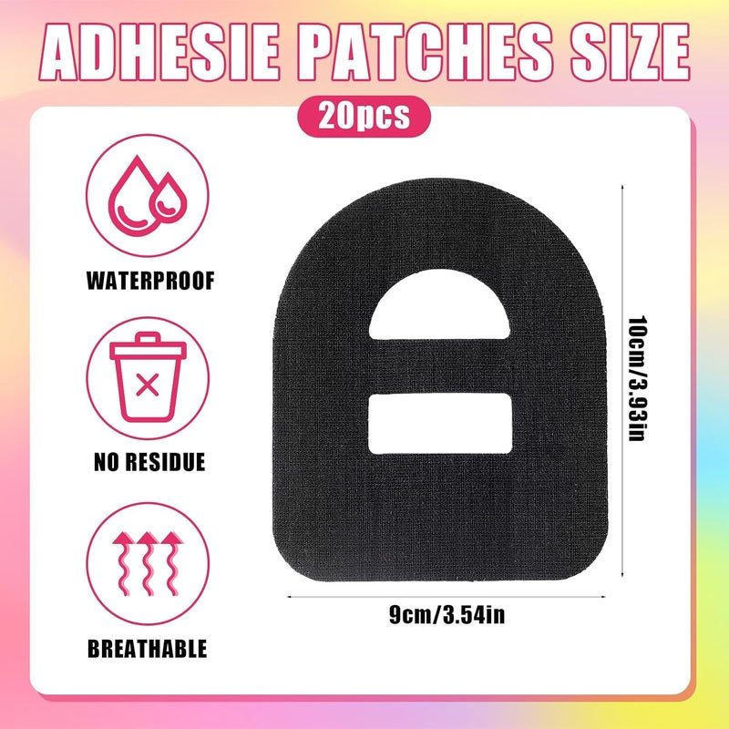 LUSTRIB 20 Pcs Overpatches for Omnipod 5, Waterproof Adhesive Patches with Stretchable Strap, Breathable Skin Tape for Enhanced Security and Protection (Black) - Image 2