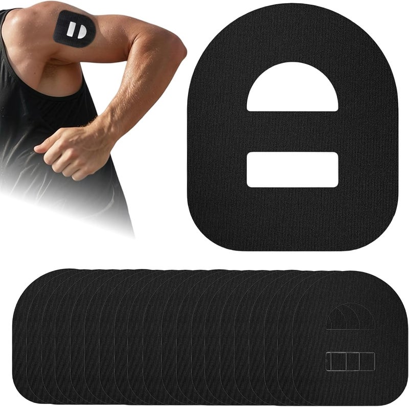 LUSTRIB 20 Pcs Overpatches for Omnipod 5, Waterproof Adhesive Patches with Stretchable Strap, Breathable Skin Tape for Enhanced Security and Protection (Black) - Image 1