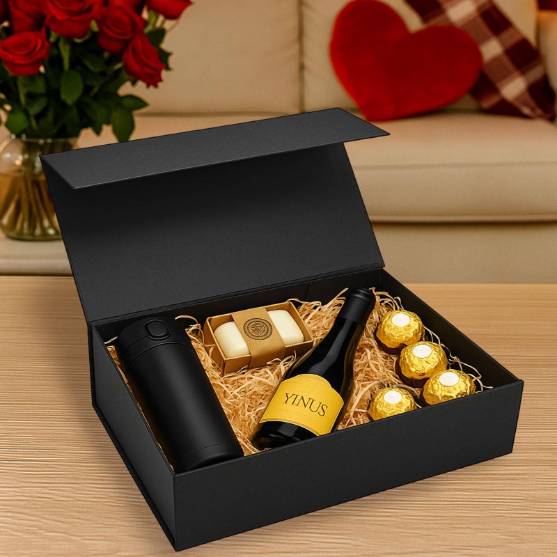 VGOODALL Black Gift Box, 14x8.7x4.3 Inches Large Gift Boxes with Magnetic Lids for Presents Anniversary Wedding Groomsman Proposal Birthday - Image 4