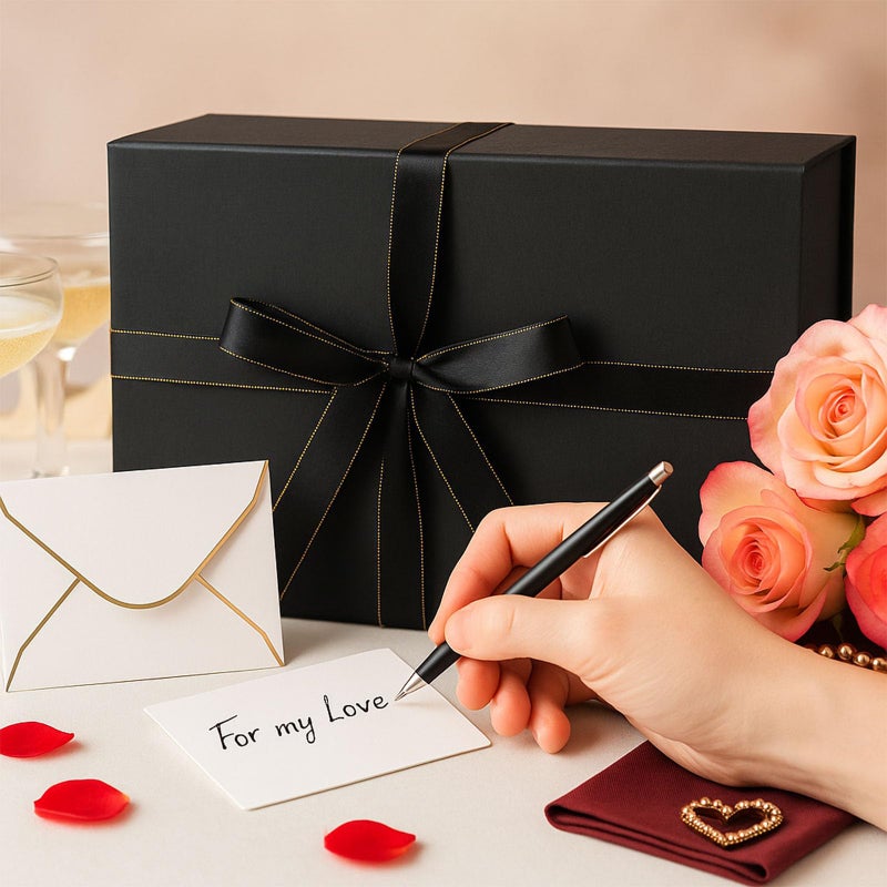 VGOODALL Black Gift Box, 14x8.7x4.3 Inches Large Gift Boxes with Magnetic Lids for Presents Anniversary Wedding Groomsman Proposal Birthday - Image 5