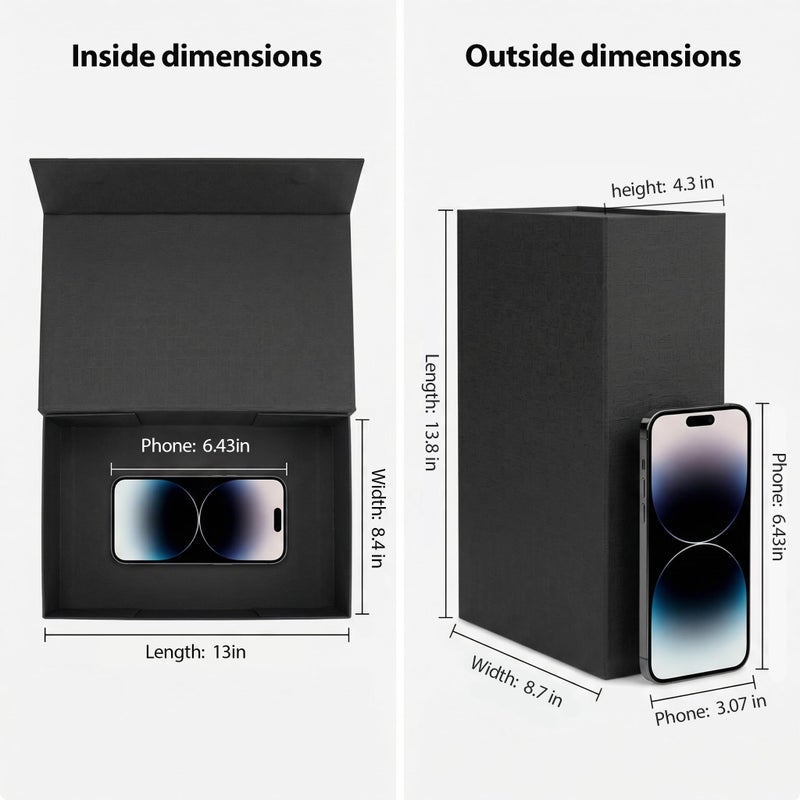 VGOODALL Black Gift Box, 14x8.7x4.3 Inches Large Gift Boxes with Magnetic Lids for Presents Anniversary Wedding Groomsman Proposal Birthday - Image 2