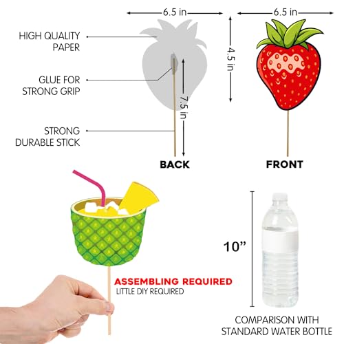 Zyozique 30 Pieces Fruit Photo Booth, Fruit Selfie Include Watermelon, Strawberry Grape Photo for Fruit Partyy Hawaiian Tropical Partyy Tutti Fruit Themed Birthday Partyy Supplies - Image 5