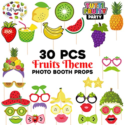 Zyozique 30 Pieces Fruit Photo Booth, Fruit Selfie Include Watermelon, Strawberry Grape Photo for Fruit Partyy Hawaiian Tropical Partyy Tutti Fruit Themed Birthday Partyy Supplies - Image 2