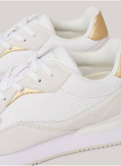 TOMMY HILFIGER Women's Th Monogram Leather Runner Trainers -  Leather upper, White  - Image 5