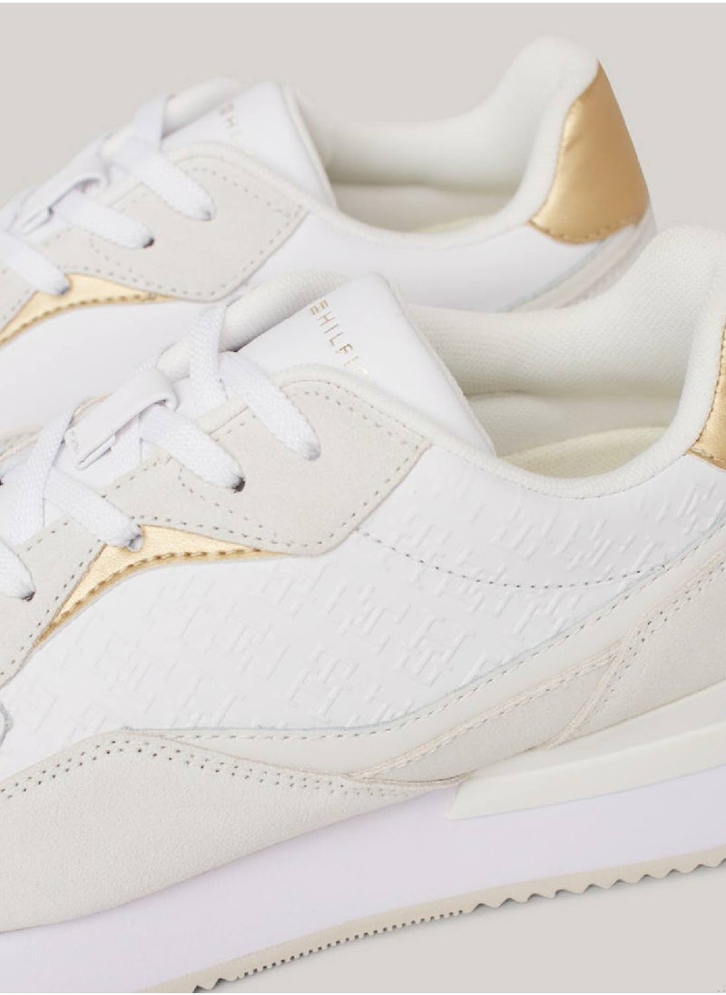 TOMMY HILFIGER Women's Th Monogram Leather Runner Trainers -  Leather upper, White  - Image 5