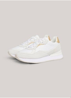 TOMMY HILFIGER Women's Th Monogram Leather Runner Trainers -  Leather upper, White  - Image 4