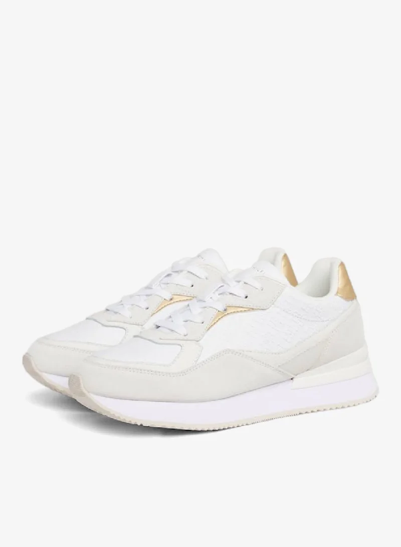 TOMMY HILFIGER White Th Monogram Leather Runner Sneakers for Women | Best Price UAE