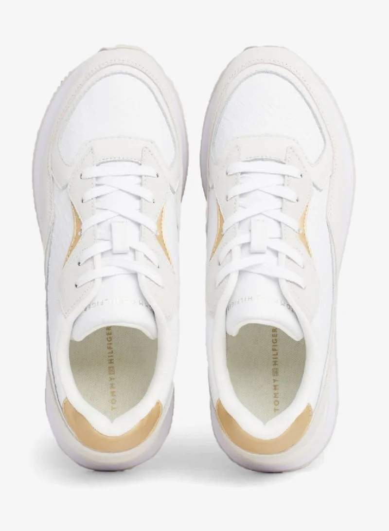 TOMMY HILFIGER White Th Monogram Leather Runner Sneakers for Women | Best Price UAE