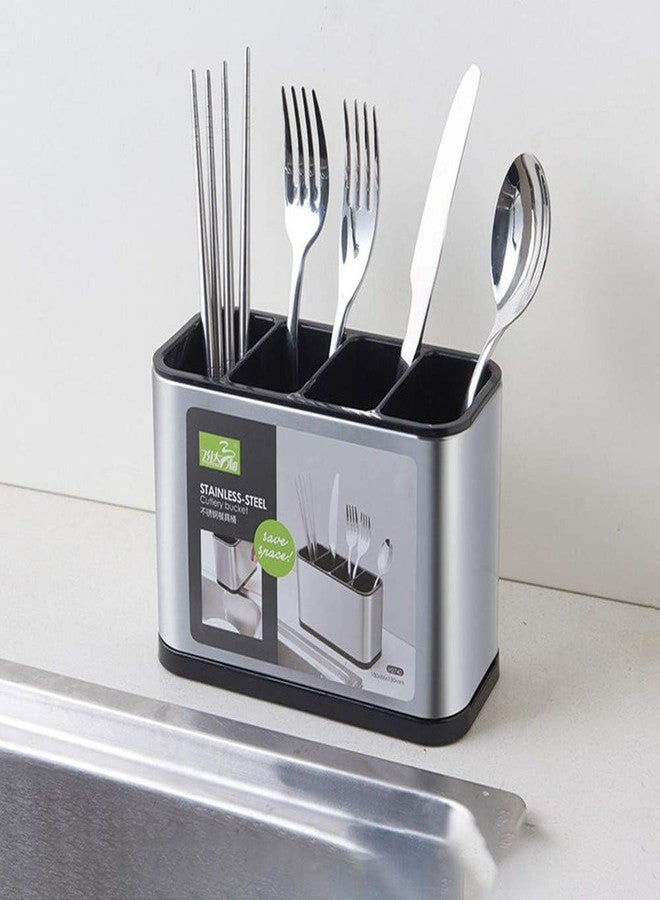 Finalize Kitchen Sink Cutlery Holder, Stainless Steel Flatware Organizer, Kitchen Utensils Cutlery Caddy Counter, Multifunctional Kitchen Sink Washing Sponge Storage (Cutlery Holder) - Image 1