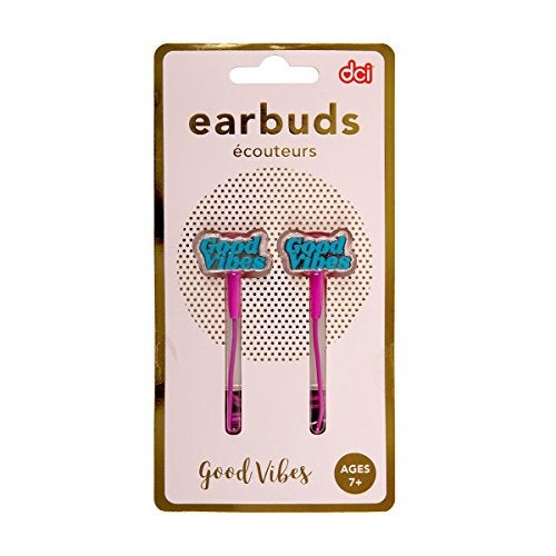DCI in-Ear Headphones, Good Vibes Sentiment Earbuds, Pink Cord, 3.5mm Socket, Smartphone, Laptop, Tablet Compatible - Image 3