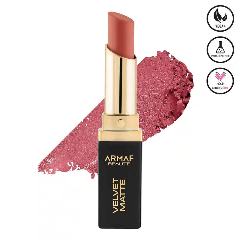 Armaf Beaute Makeup Velvet Matte Bullet Lipstick Daphne 2.6g, Rich & Hydrating Lip Colour with Shea Butter, Non Drying & Lightweight Lip Stick, Comfortable & Long Lasting Finish, Weightless Formula - Image 1