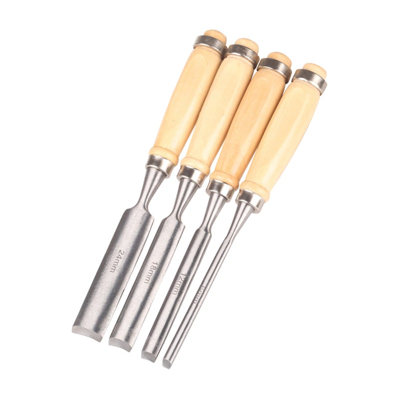 4PCS Wood Chisel Sets Carpenter Carving Firmer Gouge Wood Chisel Woodworking Tool Soft Grip Handles Steel-end Hand Tool - Image 1