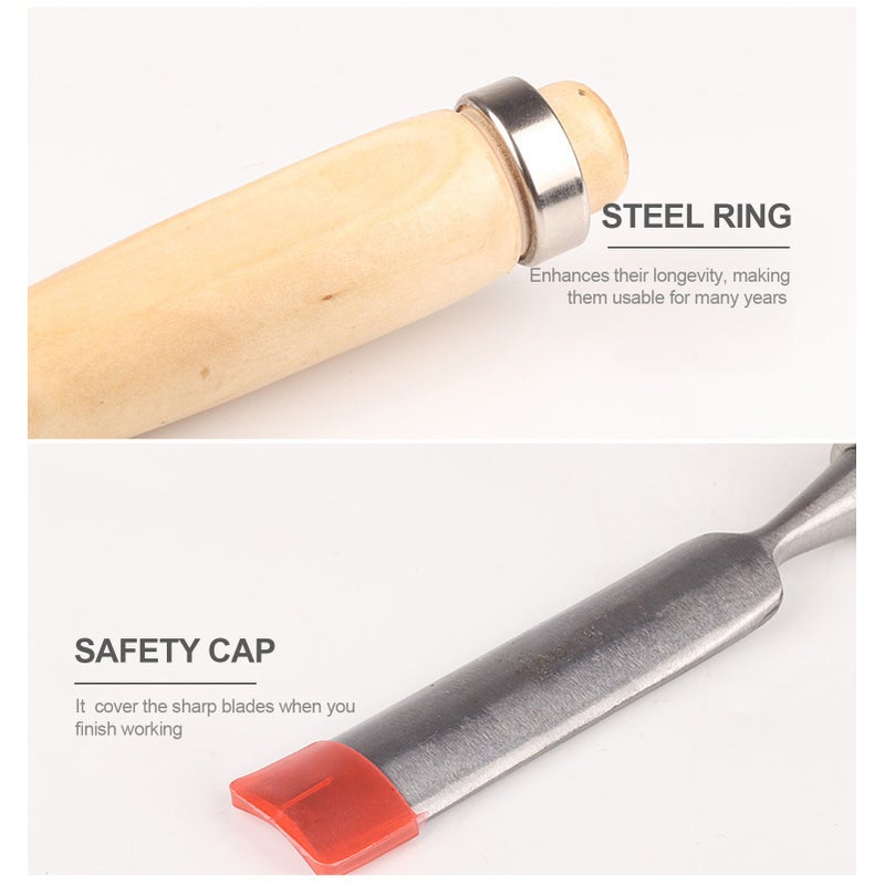 4PCS Wood Chisel Sets Carpenter Carving Firmer Gouge Wood Chisel Woodworking Tool Soft Grip Handles Steel-end Hand Tool - Image 2