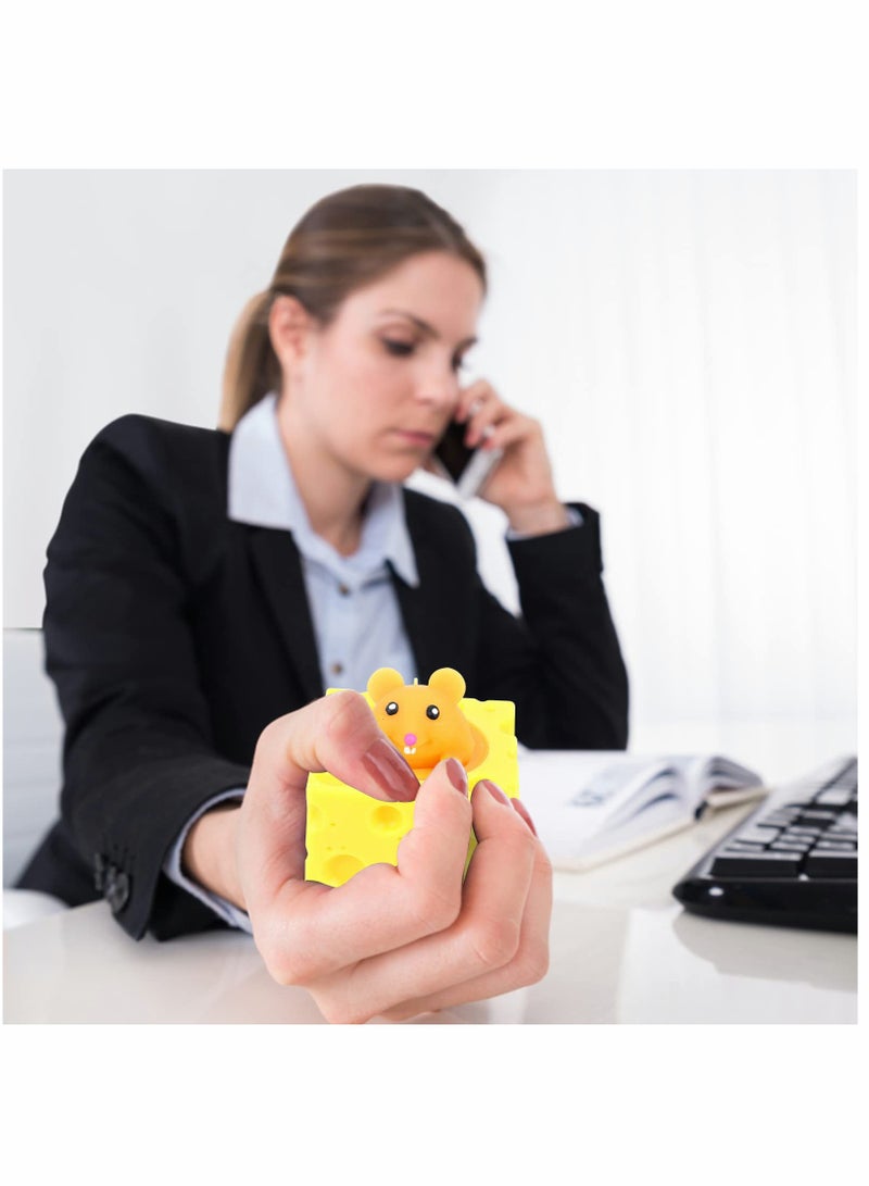SOLARAE Sensory Fidget Toys - Cute Squeeze Cheese Rat Stress Ball, Adorable Squishy Cheese Mouse Decompression Toy for Stress Relief and Relaxation. - Image 2