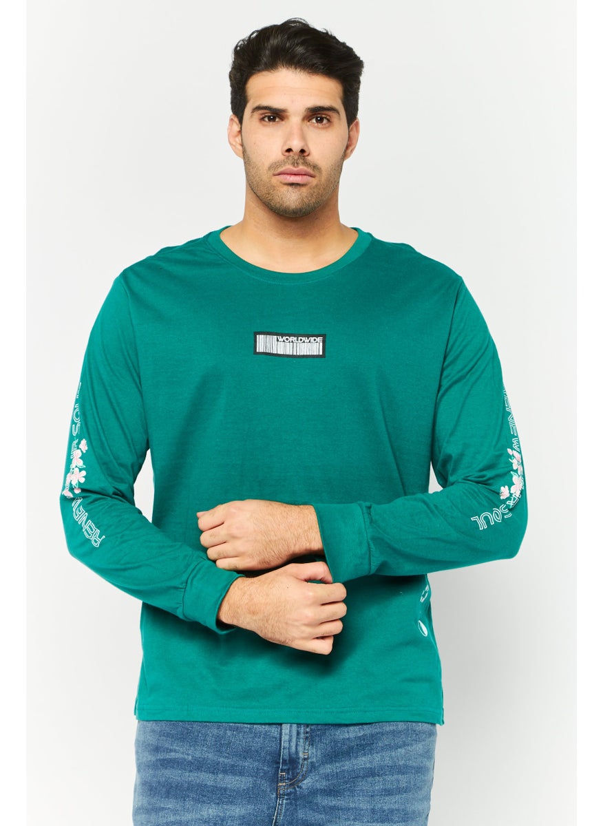 Men Crew Neck Long Sleeve Graphic Print Sweatshirt, Teal Blue - pzsku/ZEB4AF87BA5A4956FE06BZ/45/_/1737642454/1895fad2-9671-4278-8d5a-1cc4971ca679