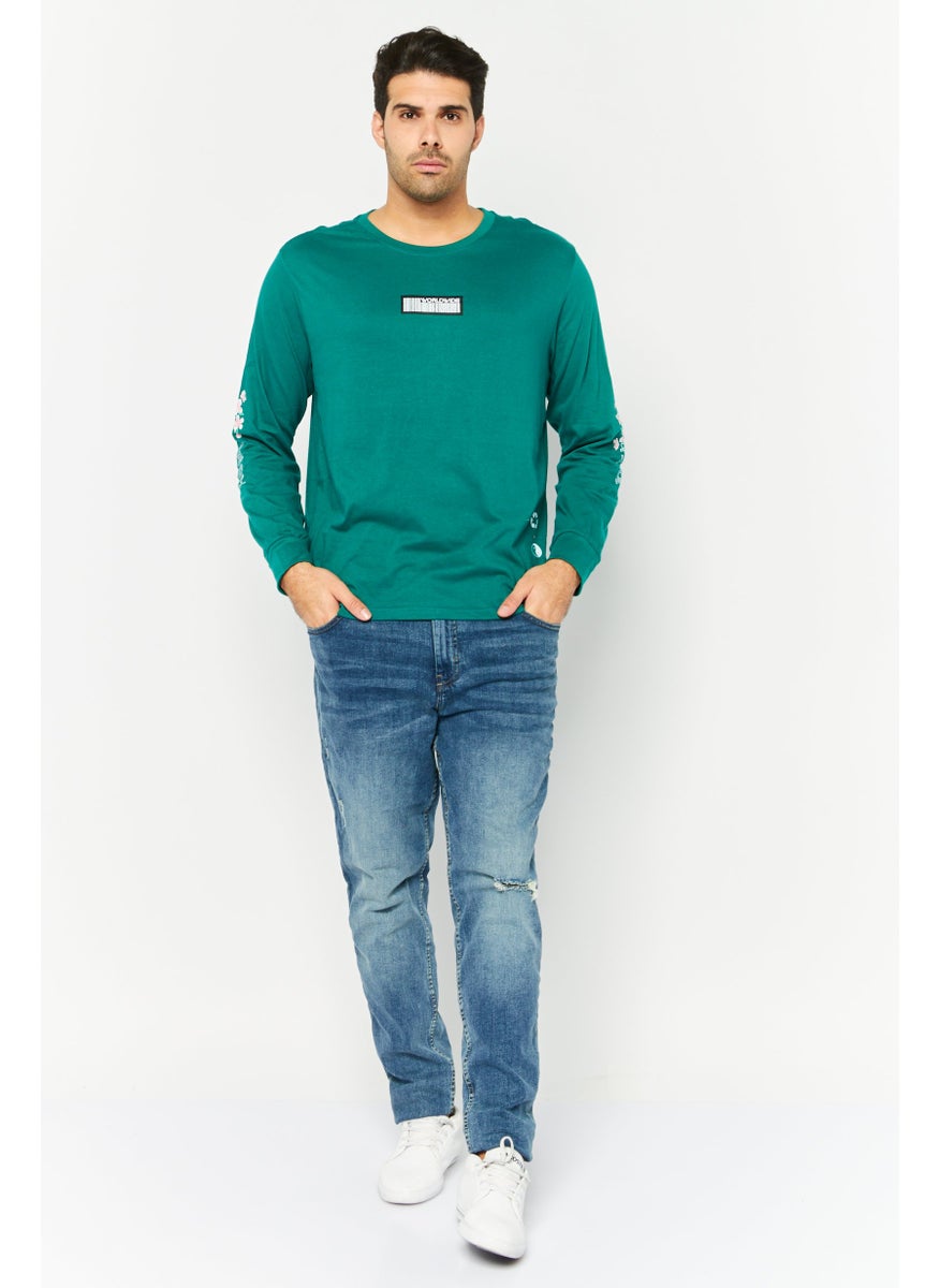 Men Crew Neck Long Sleeve Graphic Print Sweatshirt, Teal Blue - pzsku/ZEB4AF87BA5A4956FE06BZ/45/_/1737642455/192cdeb6-6d9e-4fbf-8083-69a4a01ca91e