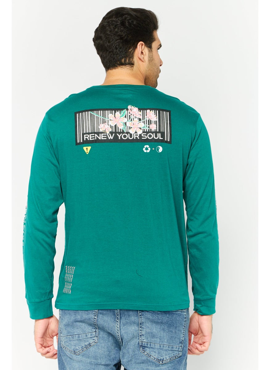 Men Crew Neck Long Sleeve Graphic Print Sweatshirt, Teal Blue - pzsku/ZEB4AF87BA5A4956FE06BZ/45/_/1737642456/775a8160-65ff-4925-9c8a-293b8bfed15b