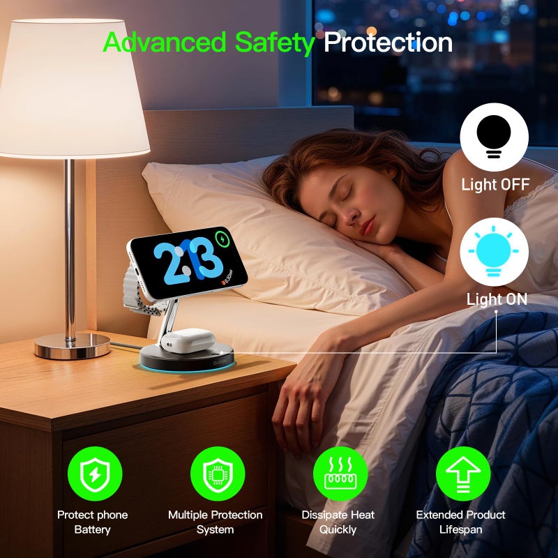Ouotoo New 3 in 1 Charging Station for Apple Compatible with Magsafe Charger Stand for iPhone 17 16 15 14 13 12 Wireless Charging Station for AirPods Wireless Charger for iWatch Series - Image 5