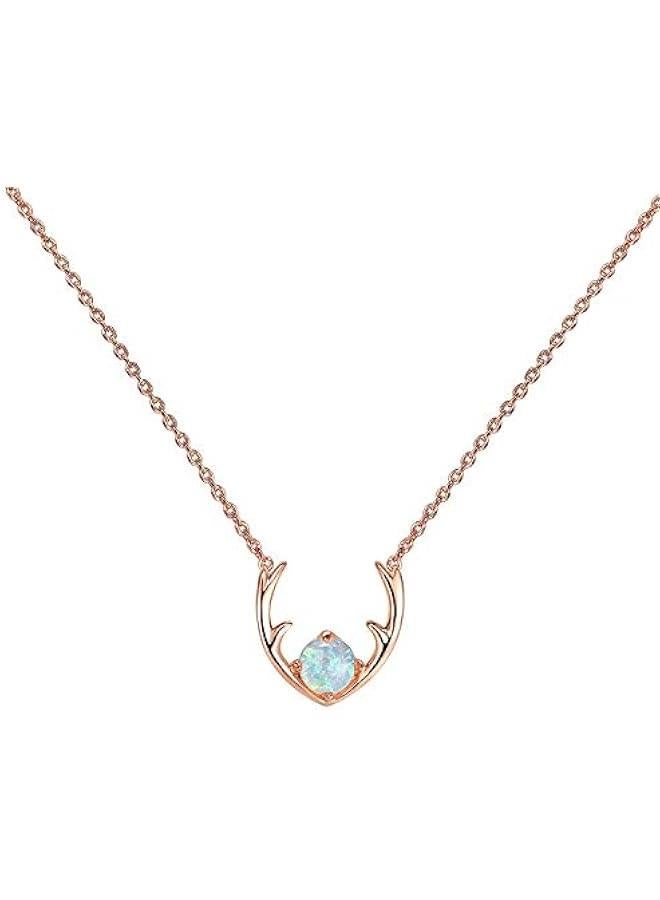 PAVOI 14K Gold Plated Opal Pendant Necklaces for Women | Created Opal Cubic Zirconia Dainty Necklace | erfly Round Triangle Antler Bar Pendants - Image 1