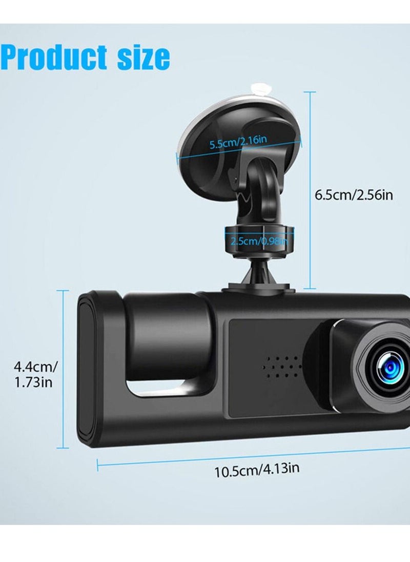 Furtey - 1080P 2.0 IPS Display Screen Tachograph Front & Inside & Rear Camera Driving Recorder 140°Wide Angle Support Night-Vision, Loop Recording ,Time-mark Motion Detection - Image 1