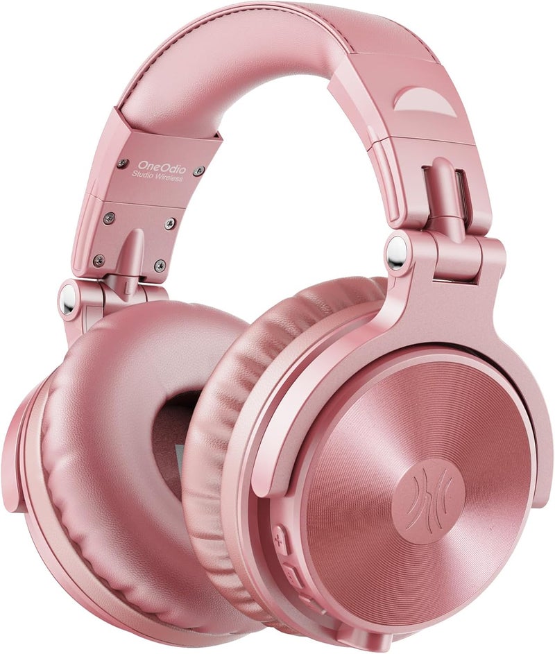 OneOdio ProC Wireless Bluetooth Headphones and Wired Mode, 110 Hours of Use, Audio Headphones with Microphone, Hi-RES Audio, Soft Protein Earpads, Extra Bass, Comfortable Lightweight Foldable Rose - Image 1