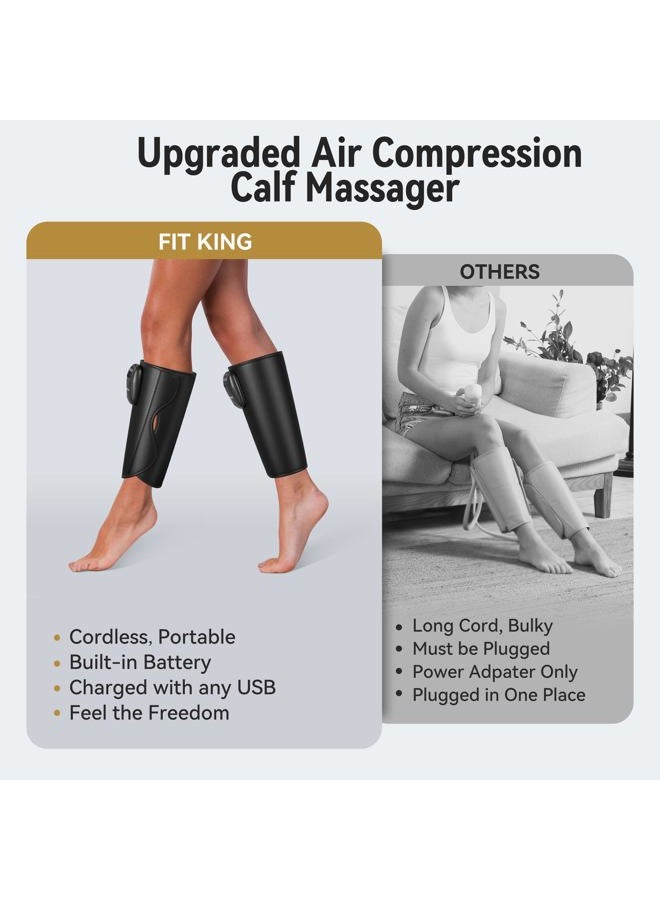 FIT KING Upgraded Cordless Calf Massager for Circulation, Rechargeable Leg Compression Massager for Pain Relief, Relax, Edema & Muscle Recovery, 3 Modes Intensities, Gift for Mom Dad, Athlete - Image 3