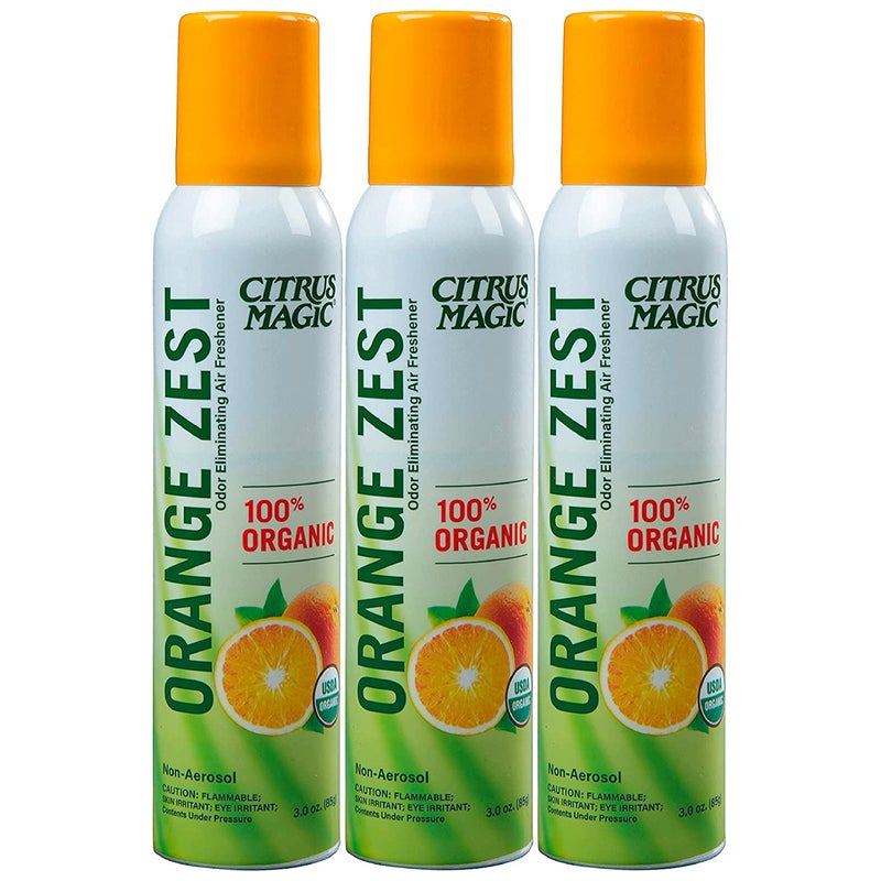 Citrus Magic رذاذ معطر هواء طبيعي عضوي من سيتروس ماجيك، برائحة قشر البرتقال، 3 أونصات، عبوة من 3 - Image 1