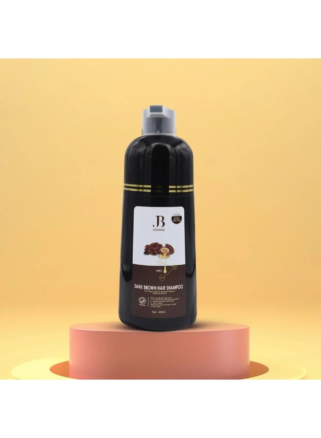 جي بي اورجانيك شامبو صبغة الشعر بزيت الارجان بني غامق من جي بي 3 في 1 400 مل - Image 2