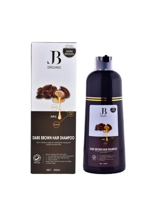 جي بي اورجانيك شامبو صبغة الشعر بزيت الارجان بني غامق من جي بي 3 في 1 400 مل - Image 1