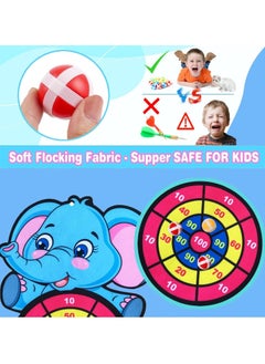 NIBEMINENT Kids Dart Board Game, Foldable Set for Age 3-9 Children, Elephant Theme Throwing Target with 3 Velcro Balls, Children Indoor Tossing Game Toys Boys Girls Birthday Gifts  - Image 3