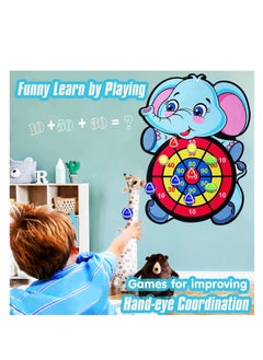 NIBEMINENT Kids Dart Board Game, Foldable Set for Age 3-9 Children, Elephant Theme Throwing Target with 3 Velcro Balls, Children Indoor Tossing Game Toys Boys Girls Birthday Gifts  - Image 2