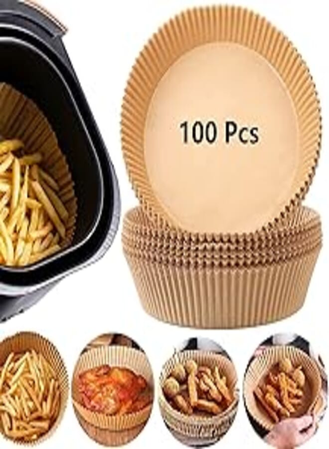 Generic Sunnyrobby air fryer disposable paper liners, 100pcs round air fryer paper liners. 6.3 natural parchment paper for air fryer oil-proof water-proof, food grade parchment for air fryer