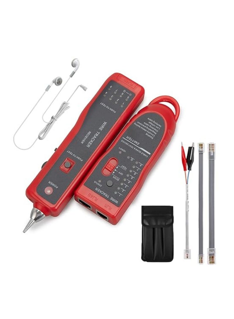 Terabyte Line Finder,Telephone Wire Tracker,LAN Network Cable Detector Tracker Multifunctional Anti-Interference For RJ11 RJ45 Cat5 Cat6 (Red) - Image 1