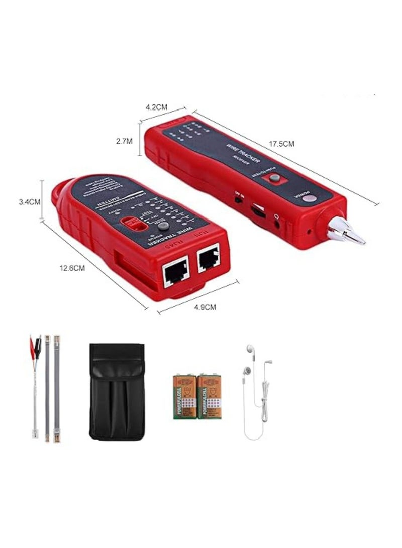 Terabyte Line Finder,Telephone Wire Tracker,LAN Network Cable Detector Tracker Multifunctional Anti-Interference For RJ11 RJ45 Cat5 Cat6 (Red) - Image 2