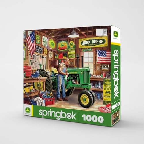 Springbok Grandpas Garage 1000 Piece Jigsaw Puzzle for Adults John Deere Tractor Unique Cut Pieces Made in USA - Image 5