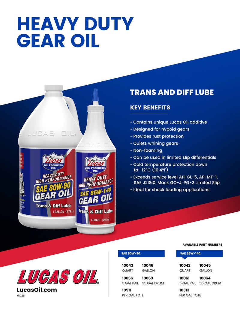 Lucas Oil 10045 Heavy Duty SAE 85W-140 Gear Oil - 1 Gallon - Image 2