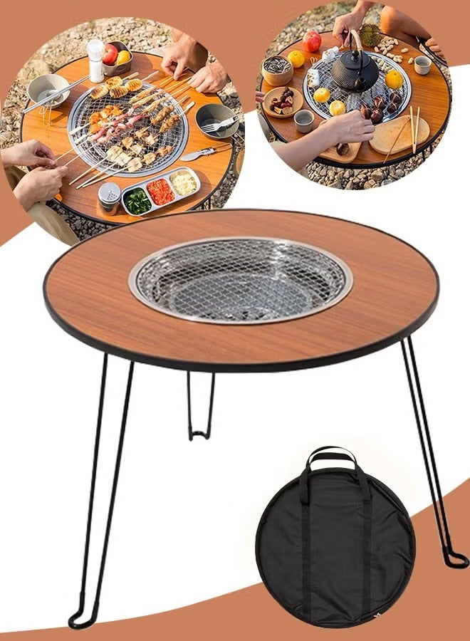 شو وو الطبخ في الهواء الطلق نزهة الشواء الصغيرة للتخييم التنزه النزهات المحمولة الفحم شواية باربيكيو أضعاف مجموعة كاملة التخييم شواء شواء - Image 1