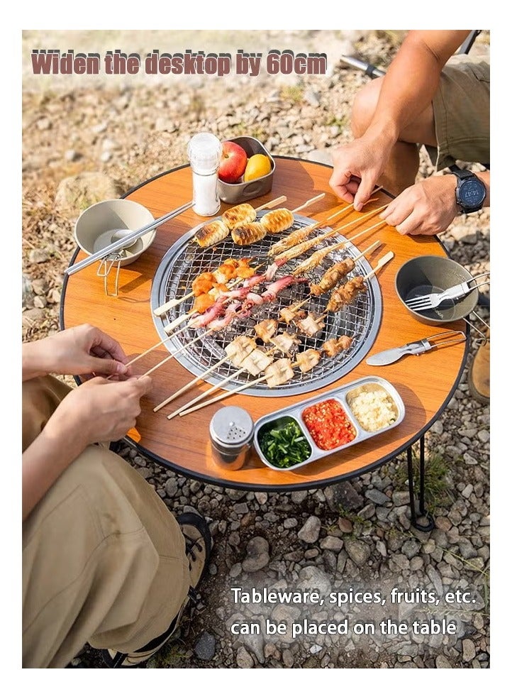 شو وو الطبخ في الهواء الطلق نزهة الشواء الصغيرة للتخييم التنزه النزهات المحمولة الفحم شواية باربيكيو أضعاف مجموعة كاملة التخييم شواء شواء - Image 2