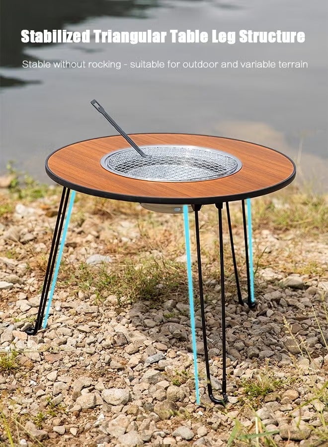 شو وو الطبخ في الهواء الطلق نزهة الشواء الصغيرة للتخييم التنزه النزهات المحمولة الفحم شواية باربيكيو أضعاف مجموعة كاملة التخييم شواء شواء - Image 5