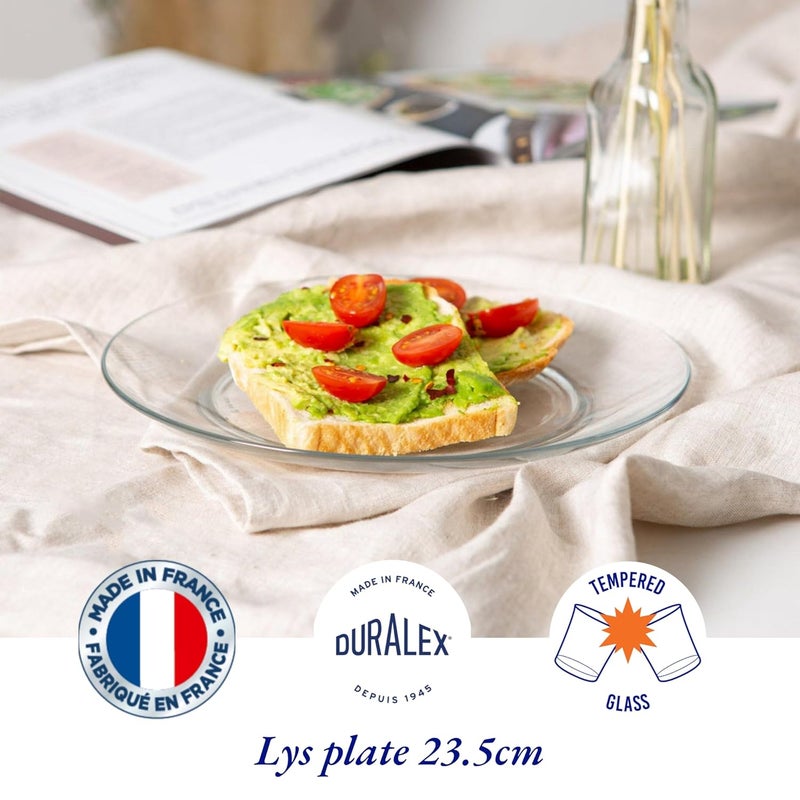 DURALEX طبق زجاجي شفاف Duralex® LYS بحجم 9.25 بوصة، مجموعة من 6 أطباق زجاجية | آمن للاستخدام في الميكروويف وغسالة الصحون | لتناول الطعام والهدايا | زجاج مقسى مقاوم للخدش بشكل فائق - Image 2
