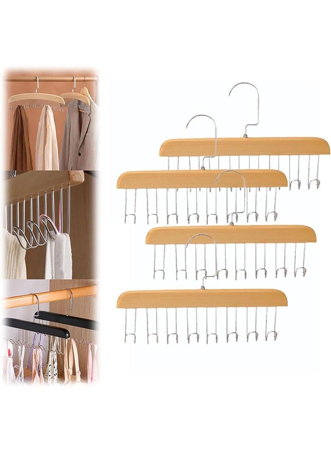 GoldenLike Multifunctional Non-Slip Storage Hangers,Wooden Belt Hanger for Closet with 8 Hooks,Space Saving Hanger Closet Organizers and Storage for Tie,Scarf,Tie,Suspender etc(4 Pcs)  - Image 1