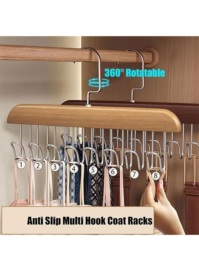 GoldenLike Multifunctional Non-Slip Storage Hangers,Wooden Belt Hanger for Closet with 8 Hooks,Space Saving Hanger Closet Organizers and Storage for Tie,Scarf,Tie,Suspender etc(4 Pcs)  - Image 5