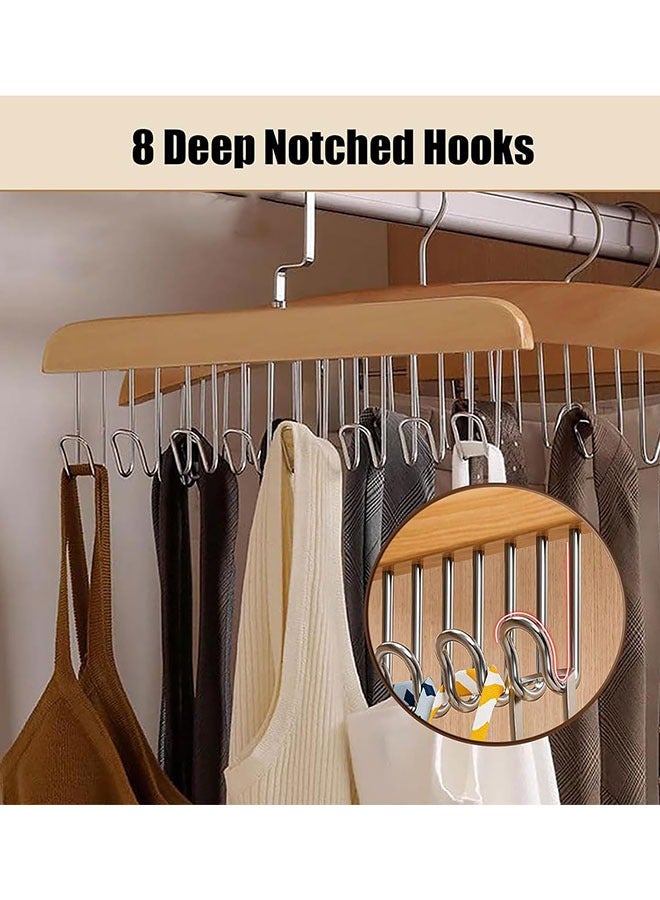 GoldenLike Multifunctional Non-Slip Storage Hangers,Wooden Belt Hanger for Closet with 8 Hooks,Space Saving Hanger Closet Organizers and Storage for Tie,Scarf,Tie,Suspender etc(4 Pcs)  - Image 4