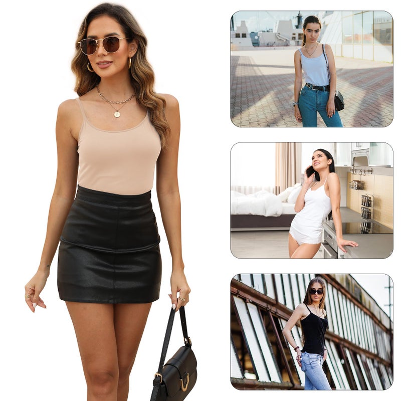 BQTQ 5 Pcs Camisole Tops for Women Adjustable Spaghetti Strap Camisoles Womens Undershirt Tank Tops, M(Black, White, Gray, Light Wheat, Snow) - Image 5