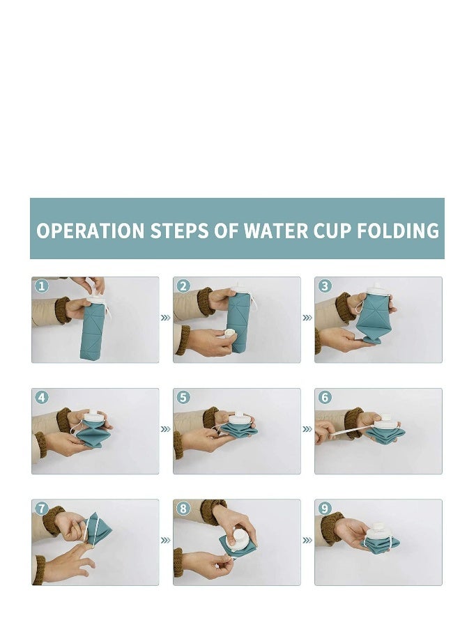 Generic SPECIAL MADE Collapsible Water Bottles Leakproof Valve Reusable BPA Free Silicone Foldable Travel Bottle for Gym Camping Hiking Sports Lightweight Durable 600ML Dark Green - Image 5