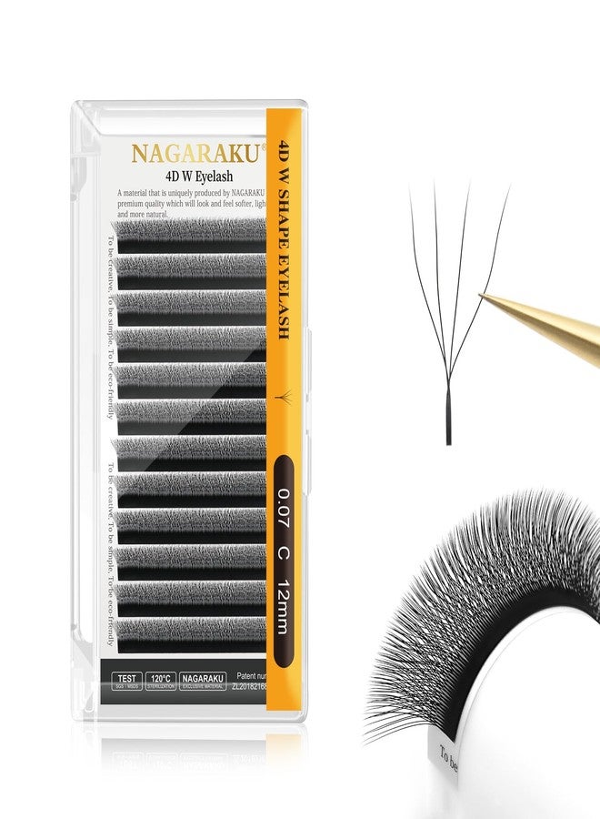 NAGARAKU W Eyelash Extension 4D Volume Premade 0.07mm C curl 12mm Faux Mink Matte Black Cluster Easy Fanning yy Eye Lashes - Image 1