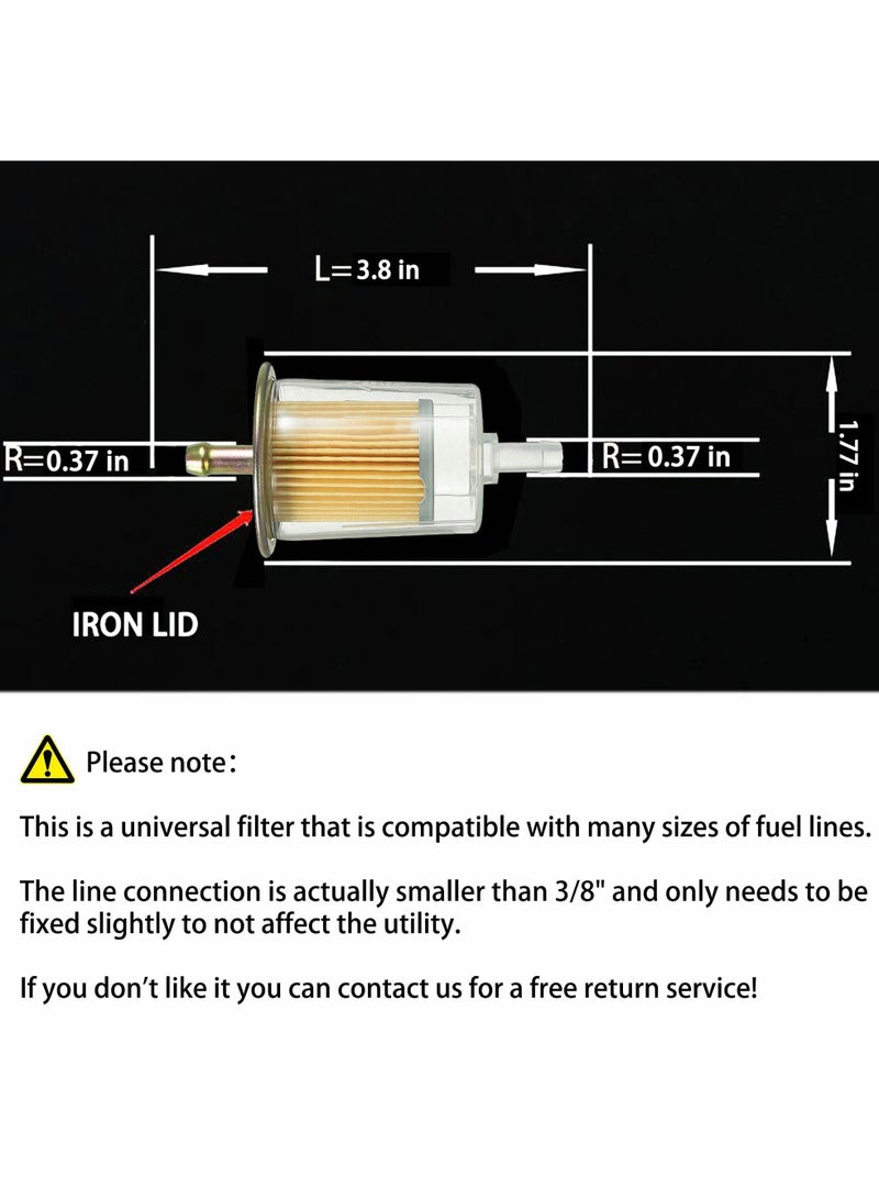 Excefore 3/8" Universal Fuel Filters Industrial Tractors Cars Trucks Motorcycles Gas Powered Engine Inline Gas Fuel Line(5 Pack) - Image 5