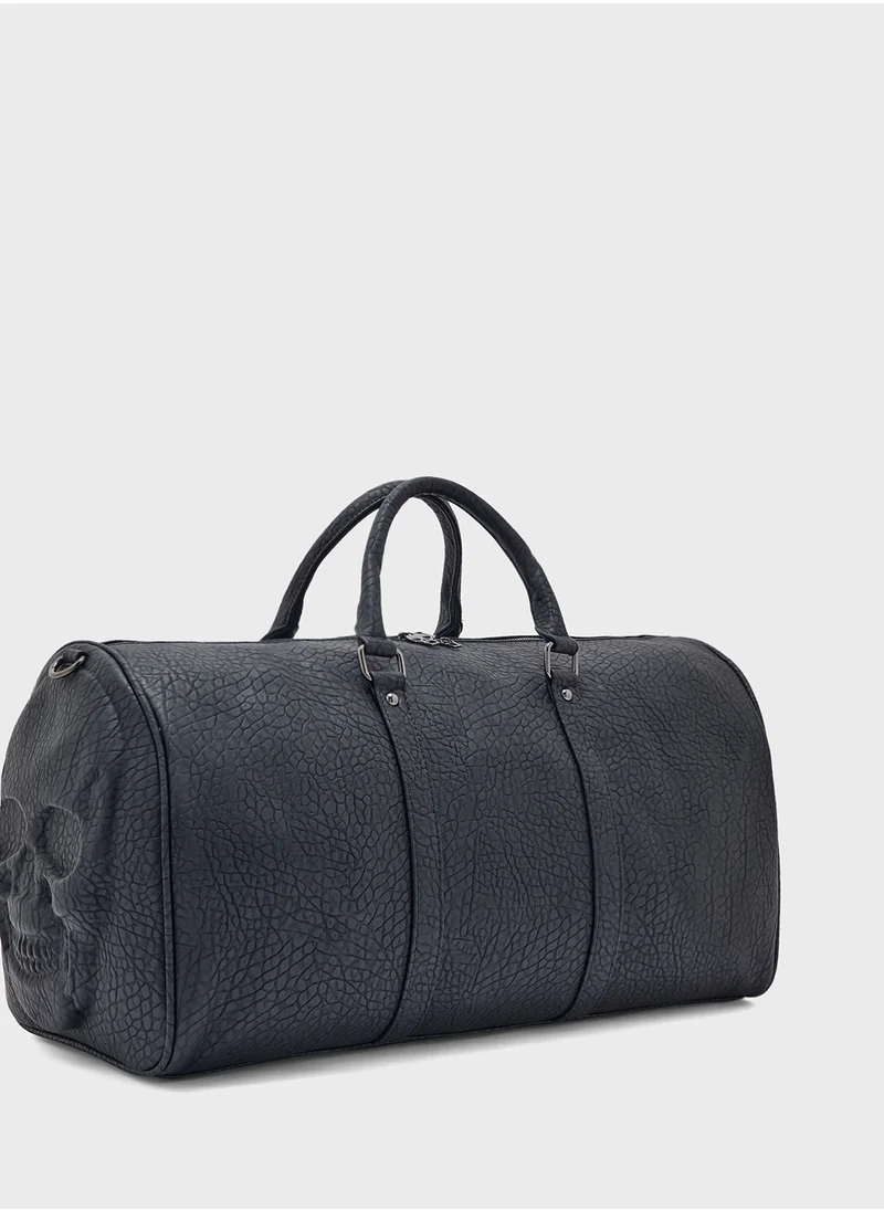 Robert Wood Skull Embossed Casual Duffle Bag