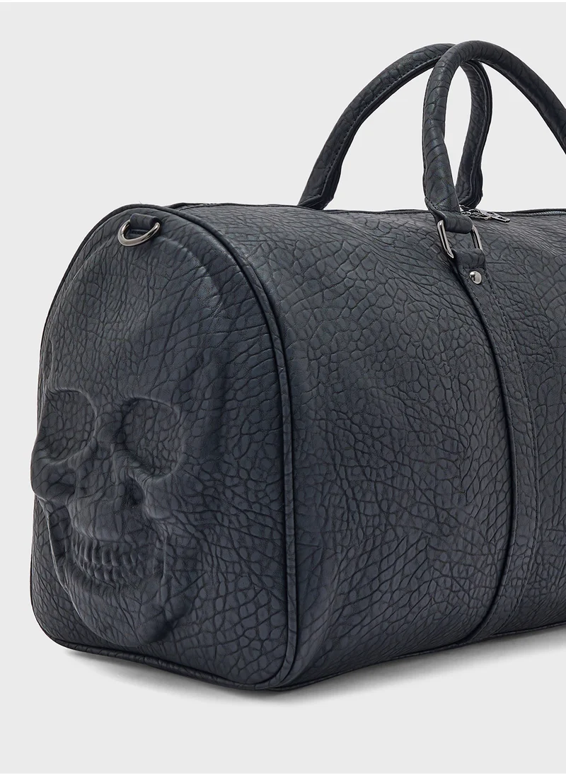Robert Wood Skull Embossed Casual Duffle Bag